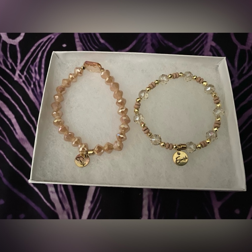 NWOT Erimish Set of 2 Coral and Pink Stretch Bracelets